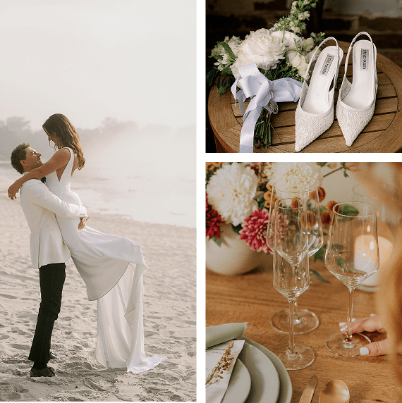 Wedding shoes and bouquet
